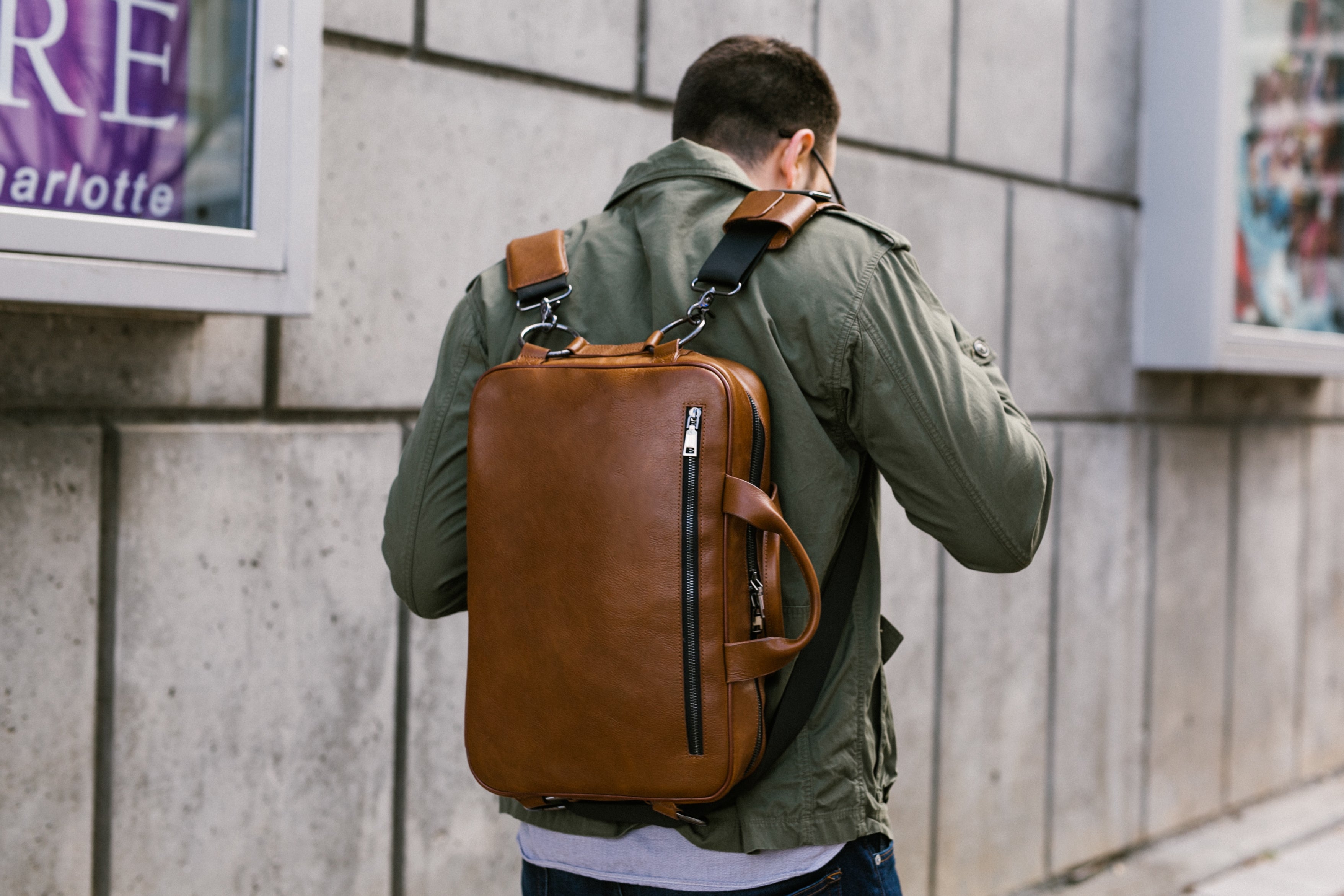 convertible leather backpack for men Woosir Messenger Bag Mens, Black Easily Convertible Mens Small Convertible Leather Backpack
